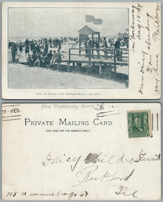 LONG ISLAND N.Y. FAR ROCKAWAY BEACH ANTIQUE POSTCARD PRIVATE MAILING CARD