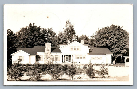 ELK RAPIDS MI EN-DAH-WIN ELK LAKE VINTAGE REAL PHOTO POSTCARD RPPC w/CORK CANCEL