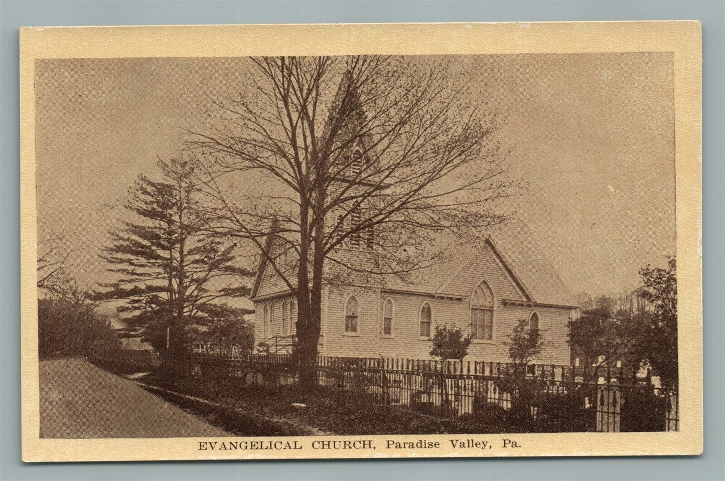 PARADISE VALLEY PA EVANGELICAL CHURCH ANTIQUE POSTCARD
