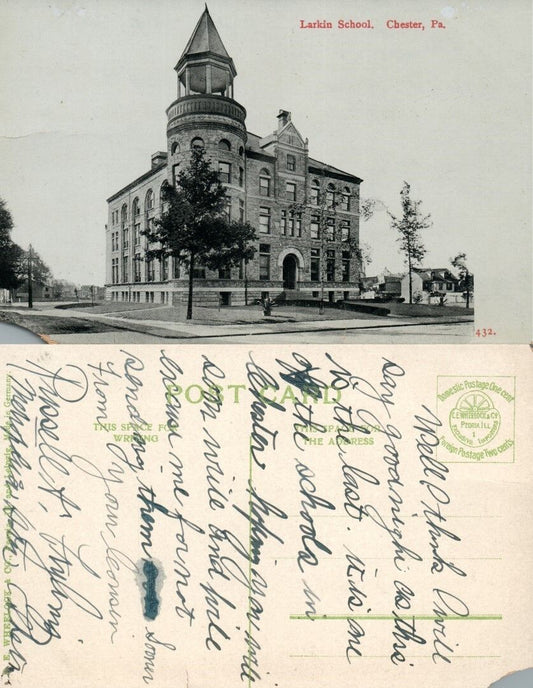 CHESTER PA LARKIN SCHOOL ANTIQUE POSTCARD