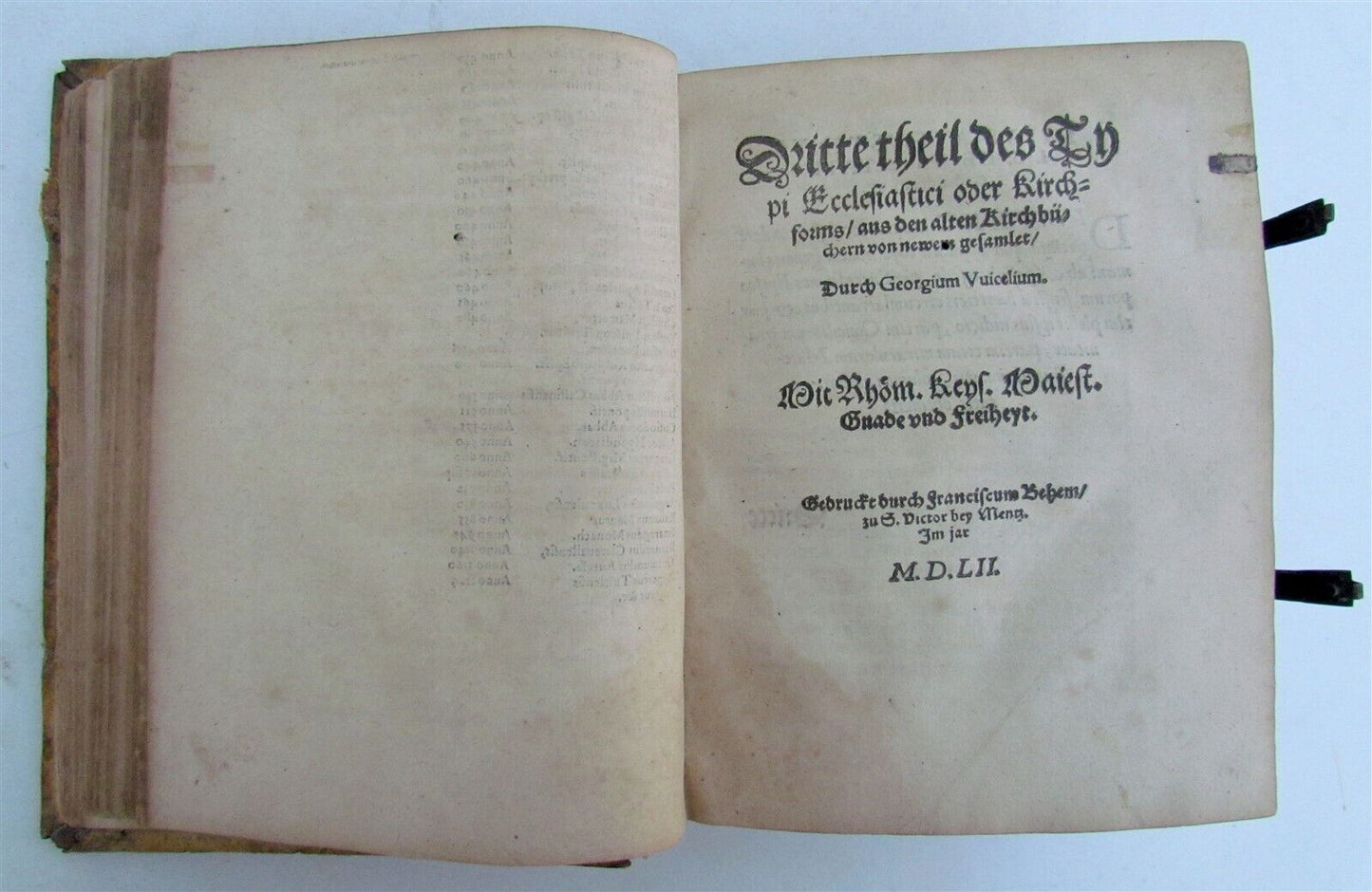 1559 TYPUS ECCLESIAE CATHOLICAE G. Witzel BLIND TOOLED PIGSKIN w/ CLASPS antique