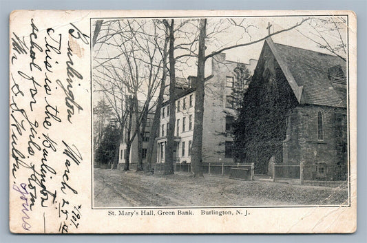 BURLINGTON NJ ST.MARY'S HALL GREEN BANK ANTIQUE POSTCARD