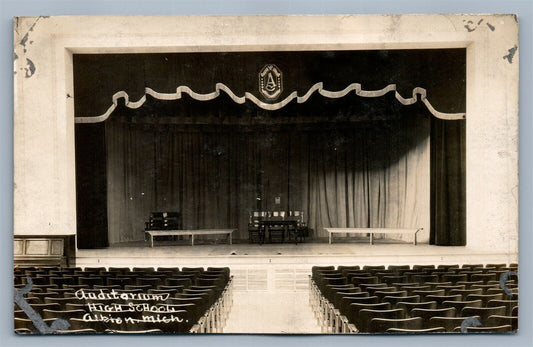 ALBION MI HIGH SCHOOL AUDITORIUM ANTIQUE REAL PHOTO POSTCARD RPPC