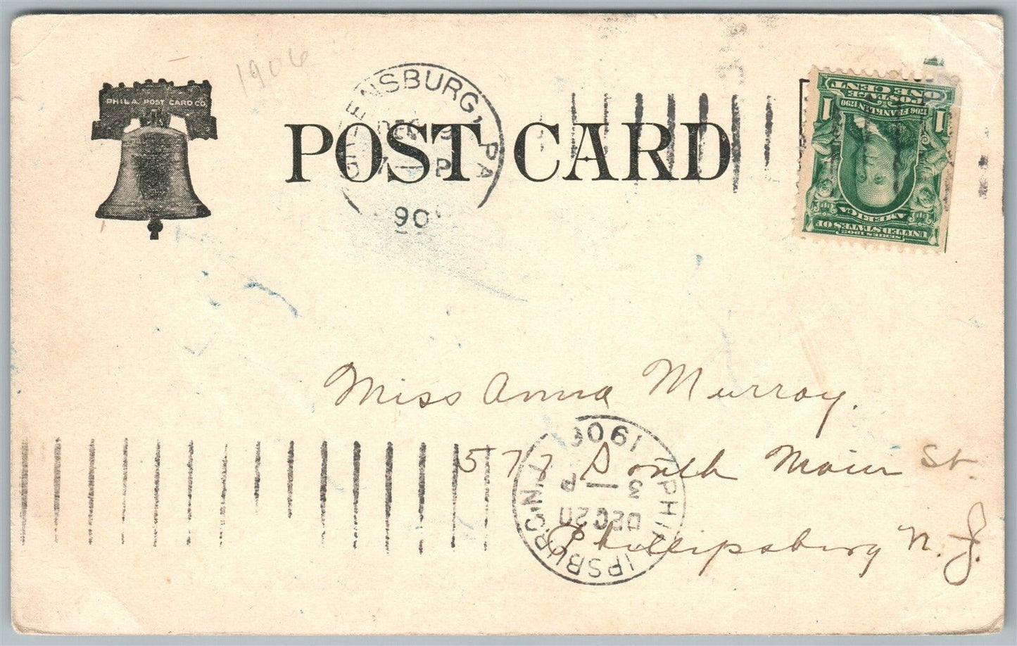 GREENSBURG PA MAIN STREET UNDIVIDED ANTIQUE POSTCARD