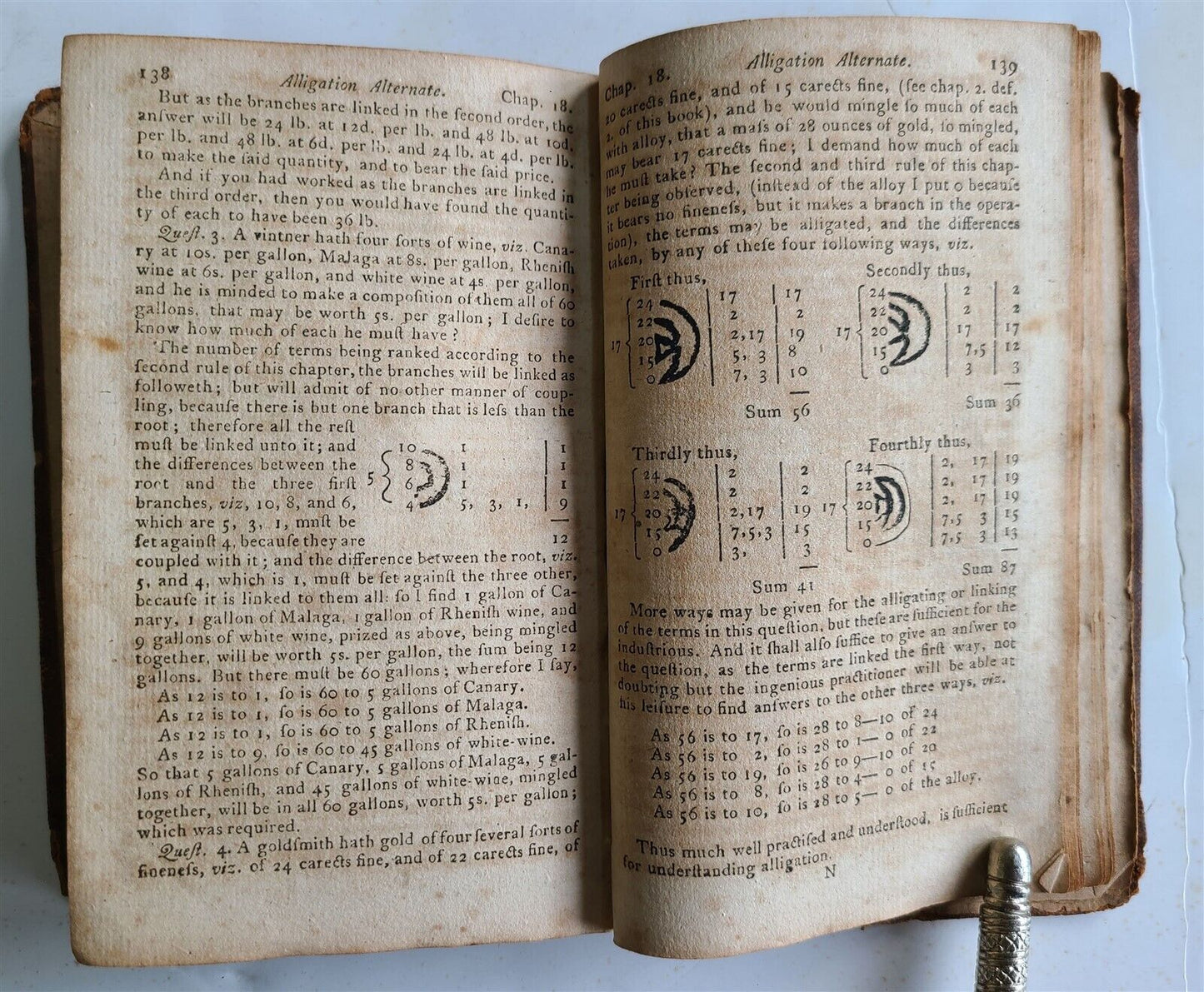 1787 ARITHMETIC COCKER'S in ENGLISH antique 18th CENTURY