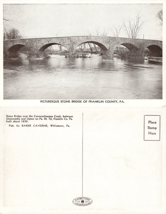 FRANKLIN COUNTY PA STONE BRIDGE ANTIQUE POSTCARD