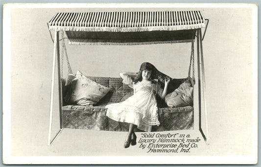 ADVERTISING ENTERPRISE BED CO. HAMMOND IN VINTAGE REAL PHOTO POSTCARD RPPC