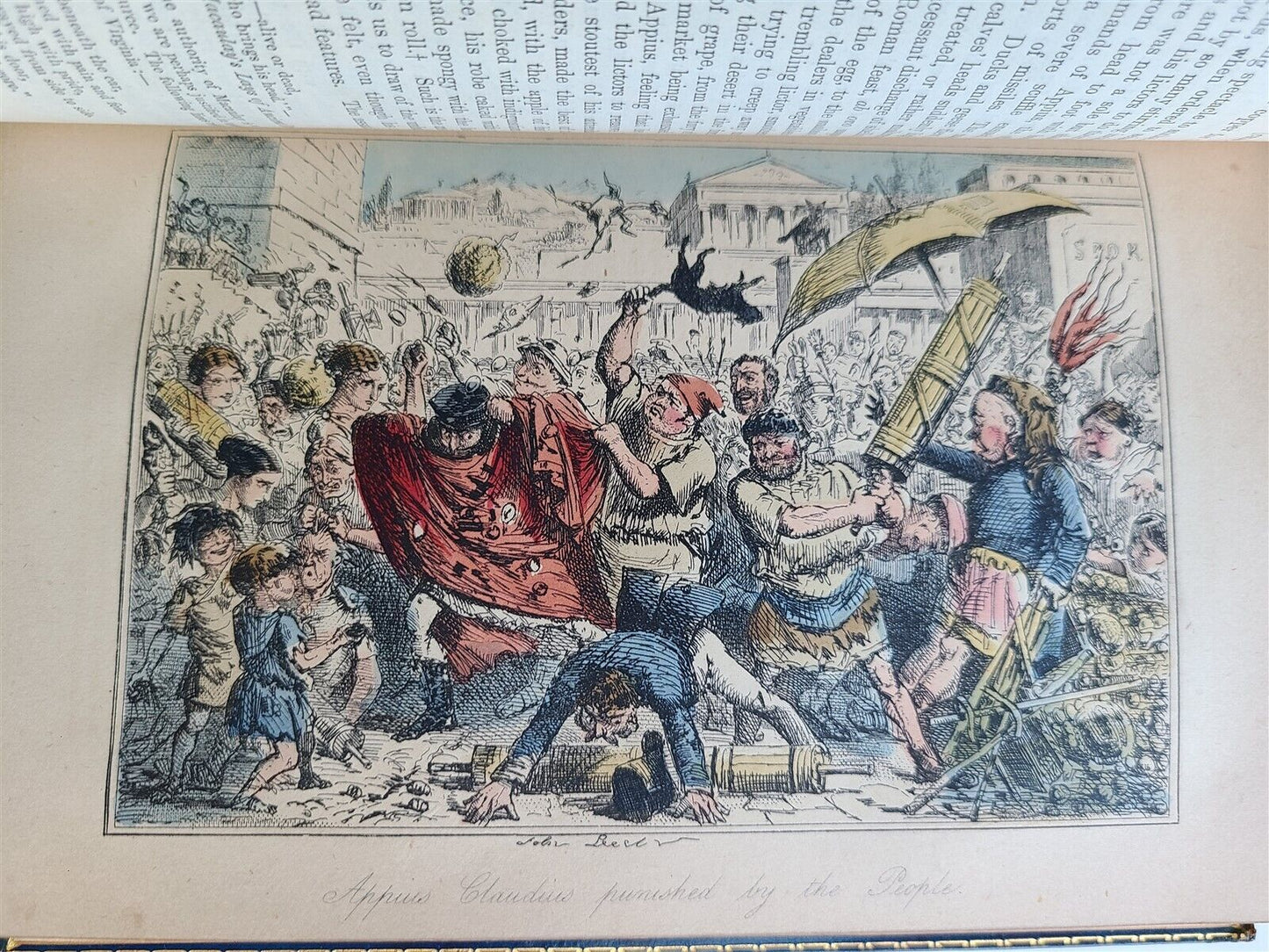 1851 COMIC HISTORY of ROME SIGNED BINDING illustrated by LEECH antique