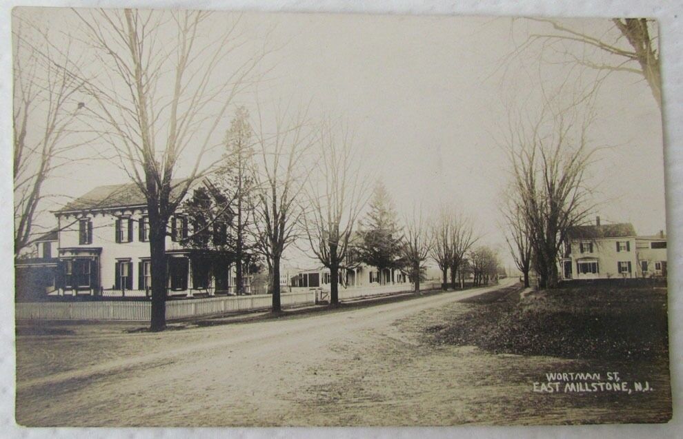 RPPC WORTMAN STREET EAST MILLSTONE N.J. ANTIQUE REAL PHOTO POSTCARD