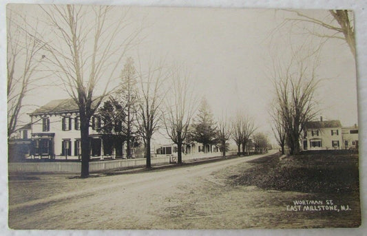 RPPC WORTMAN STREET EAST MILLSTONE N.J. ANTIQUE REAL PHOTO POSTCARD