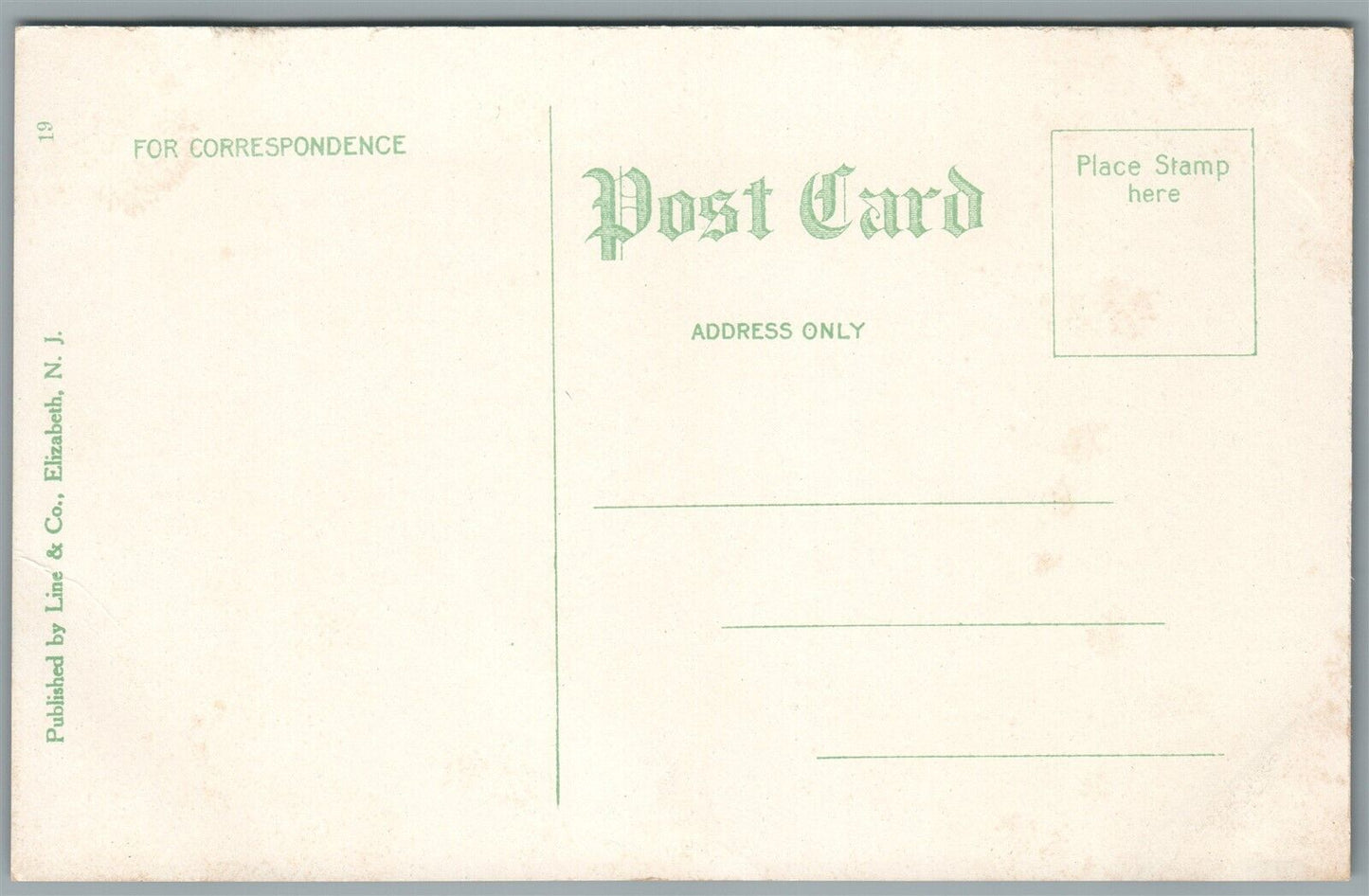 ELIZABETH NJ GENERAL HOSPITAL ANTIQUE POSTCARD