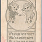 KIDS PATRIOTS w/ AMERICAN FLAGS ANTIQUE POSTCARD