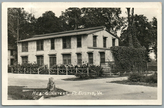 FT. EUSTIS CAMP VA HEADQUARTERS ANTIQUE REAL PHOTO POSTCARD RPPC