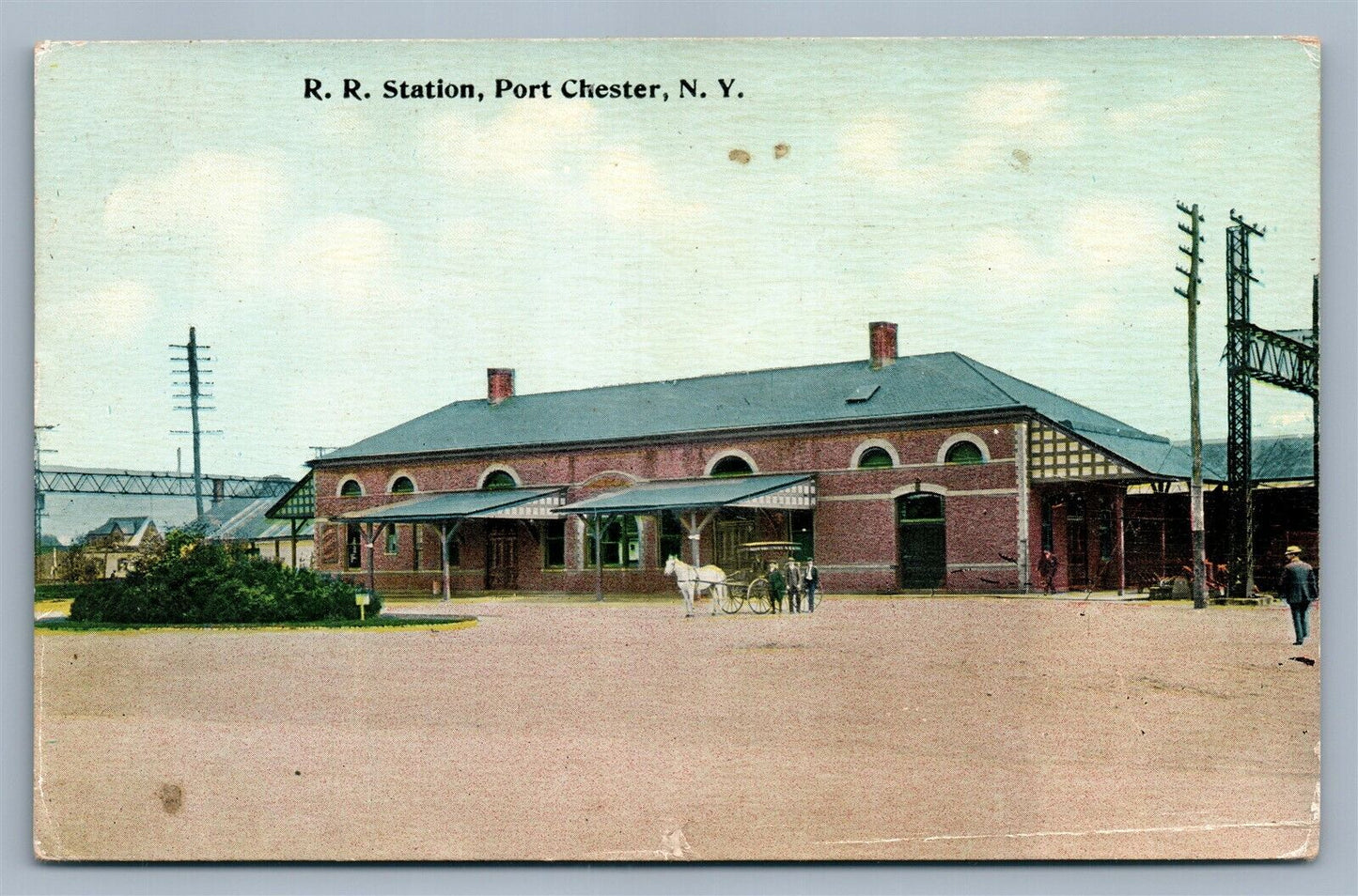 PORT CHESTER NY RAILROAD STATION ANTIQUE POSTCARD railway train depot