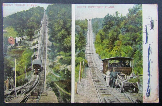 VINTAGE POSTCARD - MT.PISGAH & MT.JEFFERSON PLANE railroad TRAIN railway