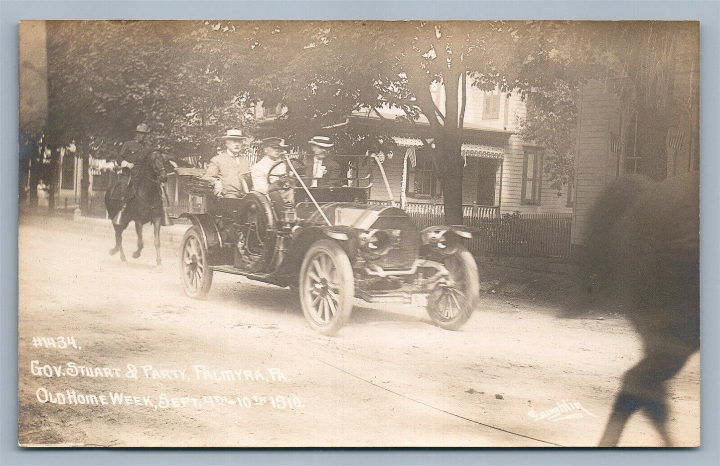PALMYRA PA GOV. STUART & PARTY 1910 ANTIQUE REAL PHOTO POSTCARD RPPC