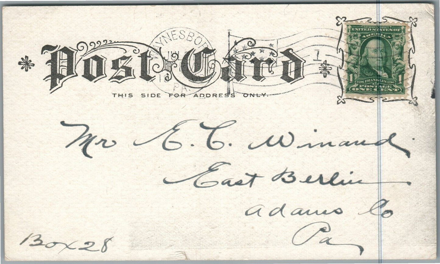 WAYNESBORO PA SOUTH BROAD STREET ANTIQUE POSTCARD