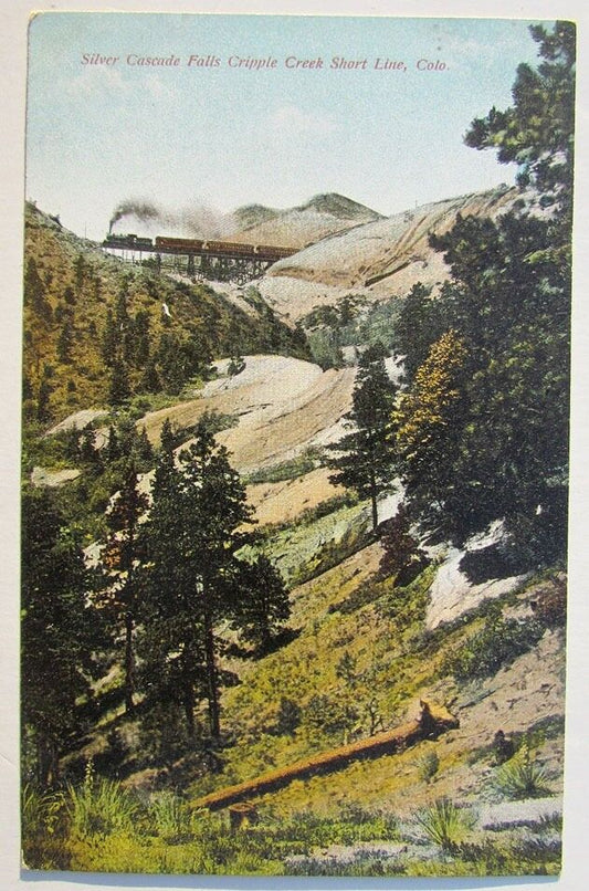 VINTAGE POSTCARD SILVER CRIPPLE CREEK SHORT LINE COLORADO train railway railroad