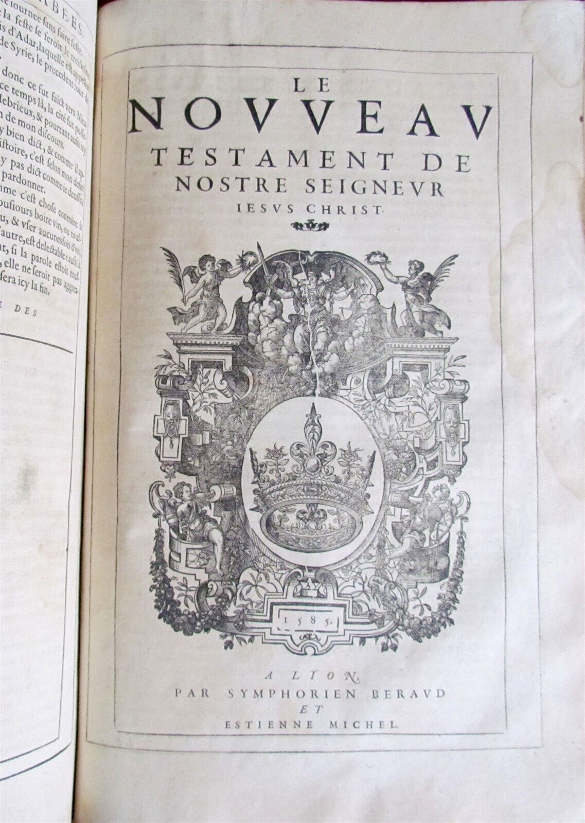 1585 LEUVEN BIBLE illustrated MASSIVE FOLIO antique in FRENCH La Saincte Bible