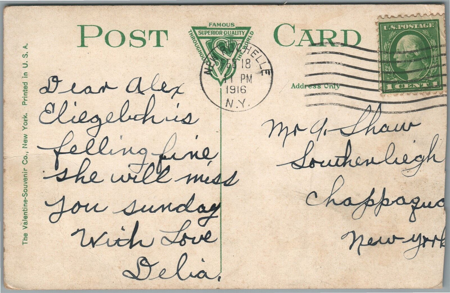 NEW ROCHELLE NY COLLEGE OF ST. ANGELE ANTIQUE POSTCARD