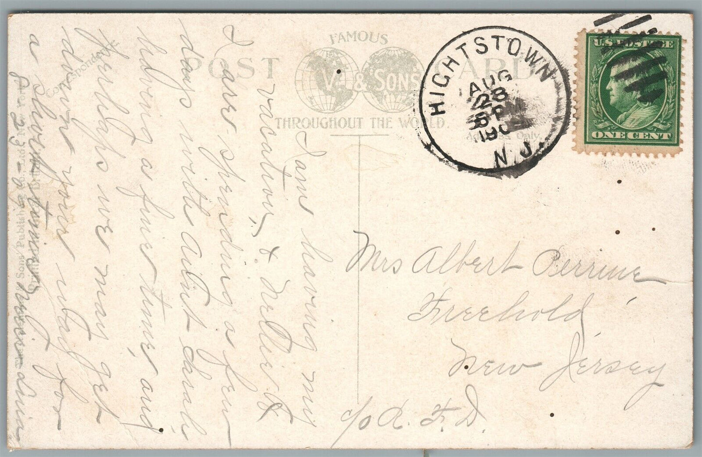 HIGHTSTOWN NJ MAIN STREET LOOKING EAST ANTIQUE POSTCARD