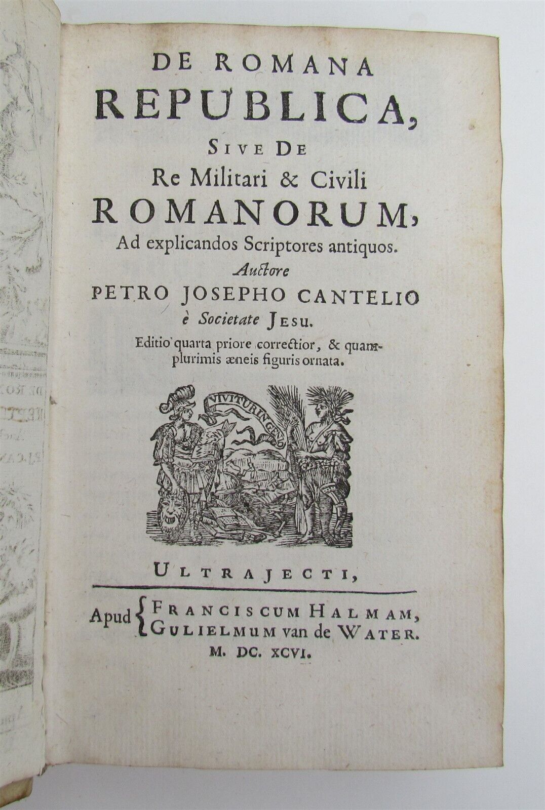 1696 De Romana Republica by Petro Cantelio ILLUSTRATED antique ARMORIAL VELLUM