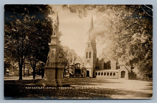 UNIONVILLE CT CONGREGATIONAL CHURCH ANTIQUE REAL PHOTO POSTCARD RPPC