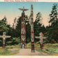 INDIAN TOTEM POLES STANLEY PARK CANADA ANTIQUE POSTCARD