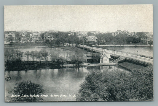 ASBURY PARK NJ SUNSET LAKE ANTIQUE POSTCARD