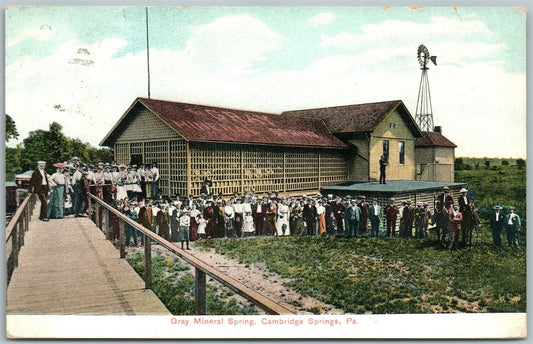 CAMBRIDGE SPRINGS PA GRAY MINERAL SPRING 1908 ANTIQUE POSTCARD