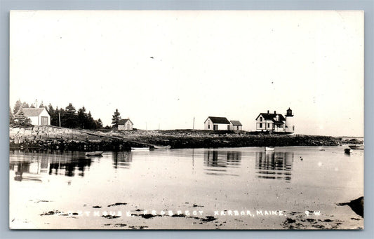 PROSPECT HARBOR ME LIGHT HOUSE VINTAGE REAL PHOTO POSTCARD RPPC