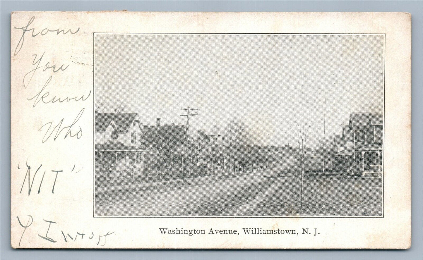 WILLIAMSTOWN NJ WASHINGTON AVENUE ANTIQUE POSTCARD