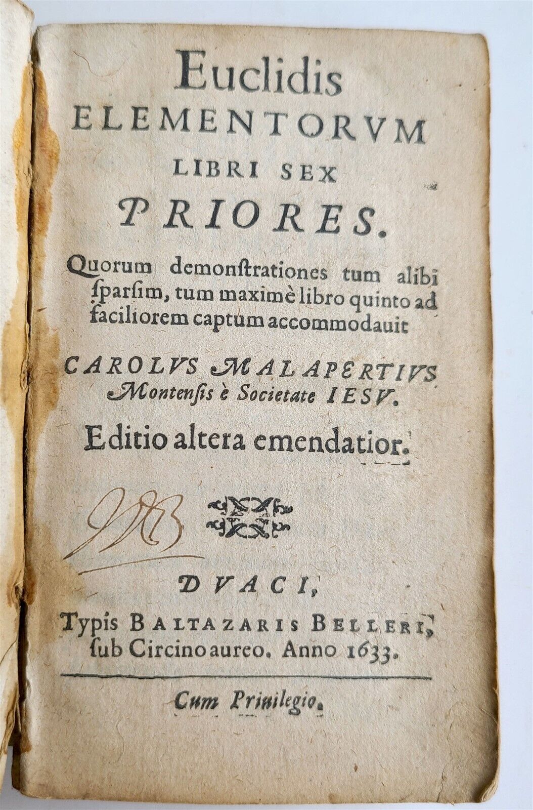 1633 EUCLIDIS ELEMENTORUM LIBRI SEX PRIORES antique GEOMETRY VELLUM BINDING