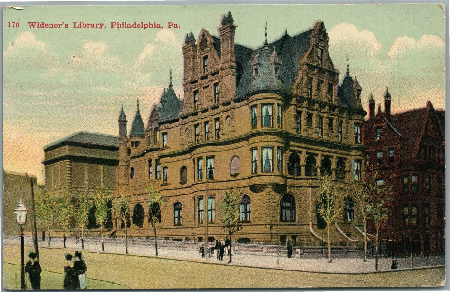 PHILADELPHIA PA WIDENER'S LIBRARY ANTIQUE POSTCARD