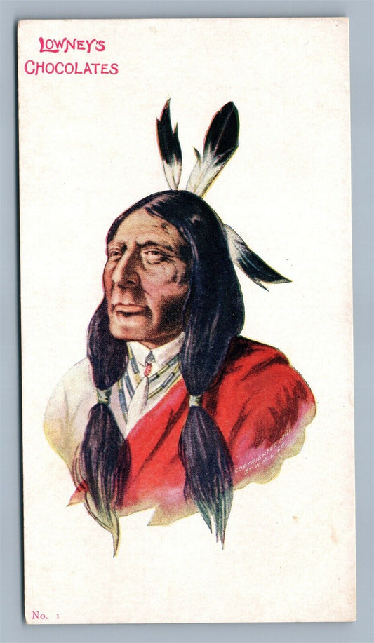 AMERICAN INDIAN LOWNEY'S CHOCOLATES ADVERTISING ANTIQUE POSTCARD