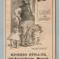 NEWARK NJ MORRIS STRAUS LOANS on JEWELRY ADVERTISING ANTIQUE TRADE CARD JUDAICA