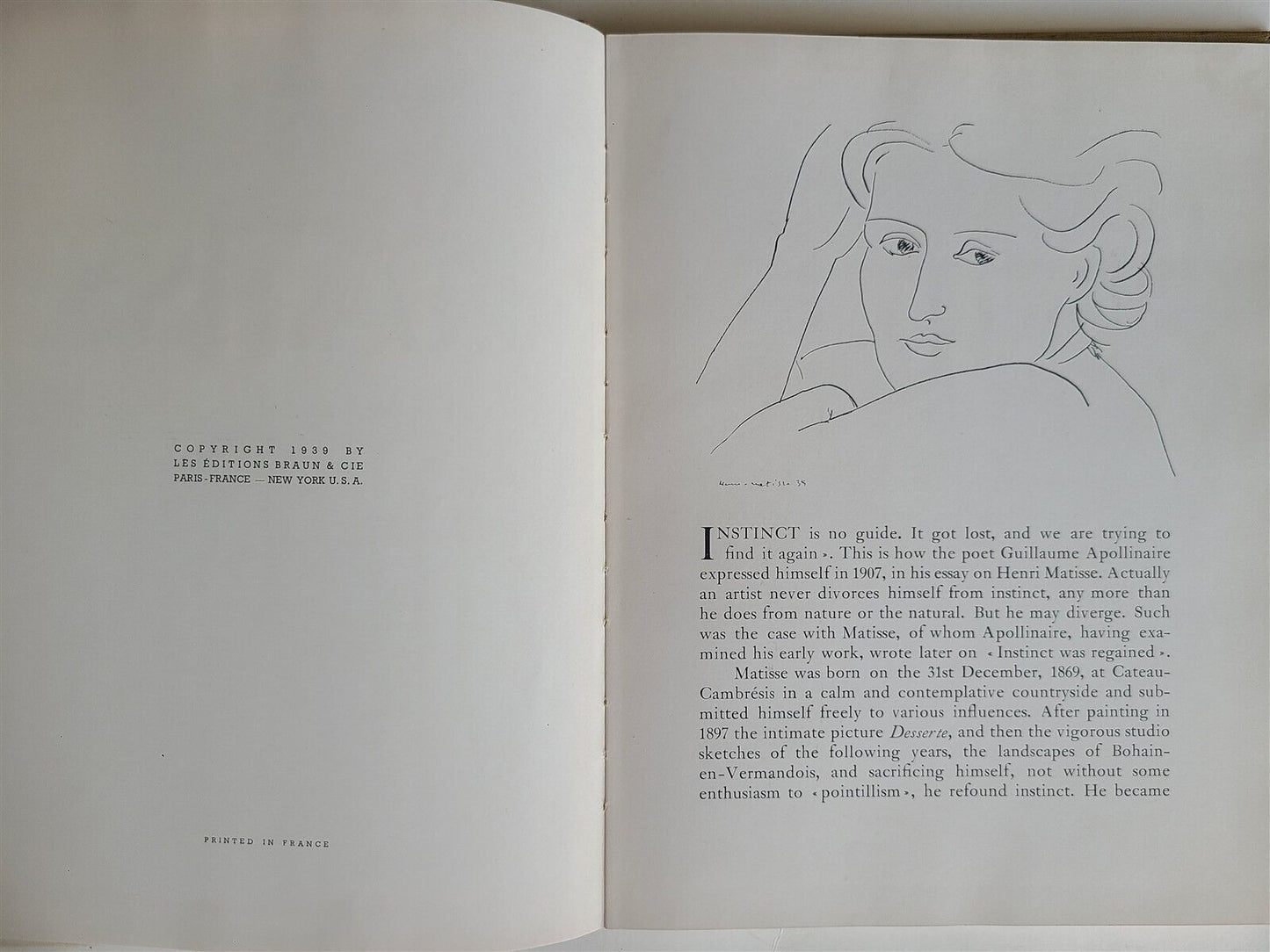 1939 MATISSE PAINTINGS & DRAWINGS ILLUSTRATED ART BOOK vintage