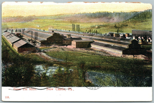 NEW CASTLE PA GREER TIN MILLS 1907 ANTIQUE POSTCARD