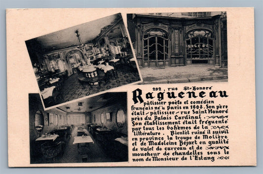 PARIS PASTRY SHOP RAGUENEAU ADVERTISING ANTIQUE POSTCARD