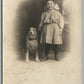 GIRL w/ DOG ANTIQUE REAL PHOTO POSTCARD RPPC