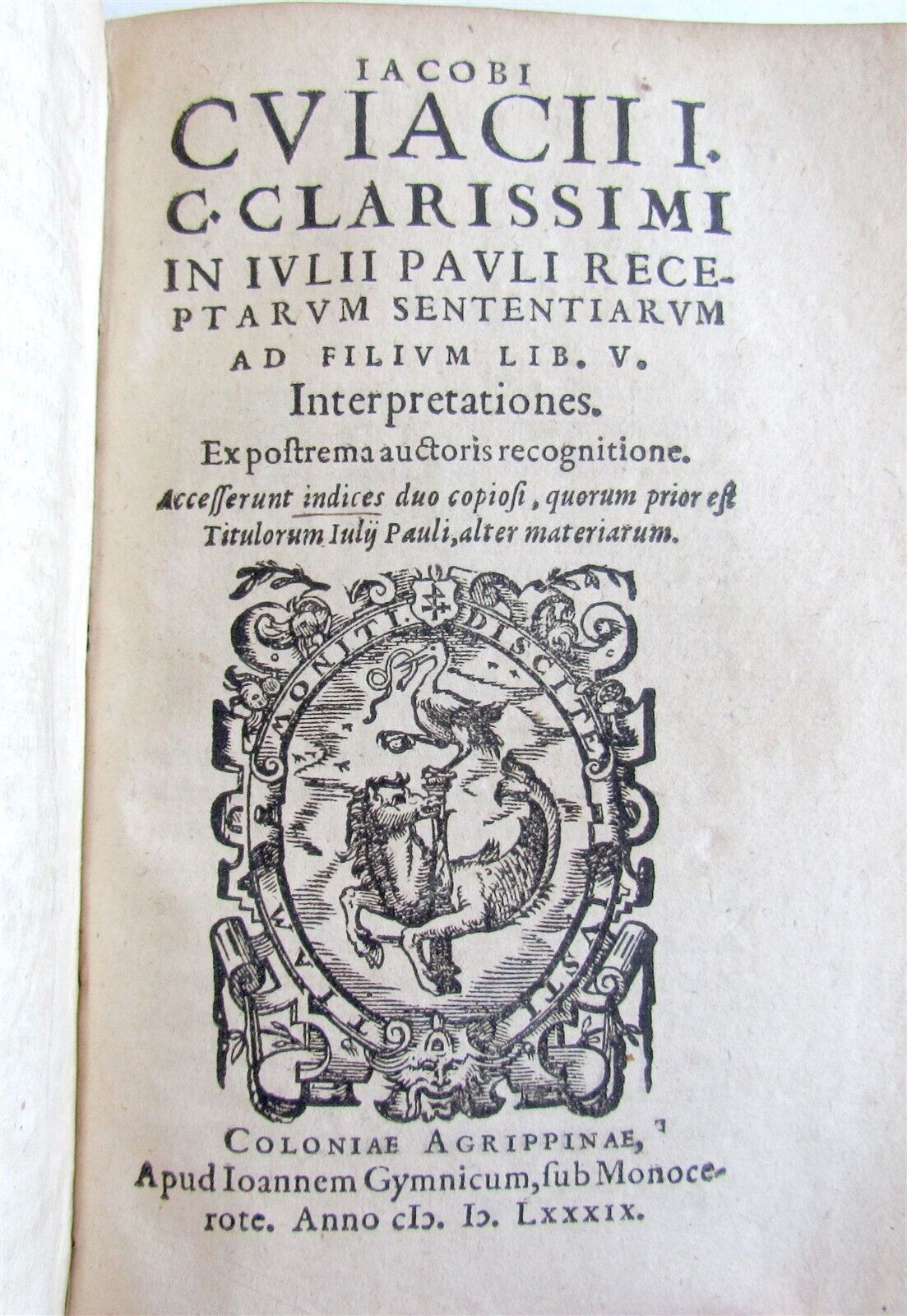 1592 LAW BOOK NOVELLARUM CONSTITUTIONUM antique Jacques Cujas in LATIN vellum