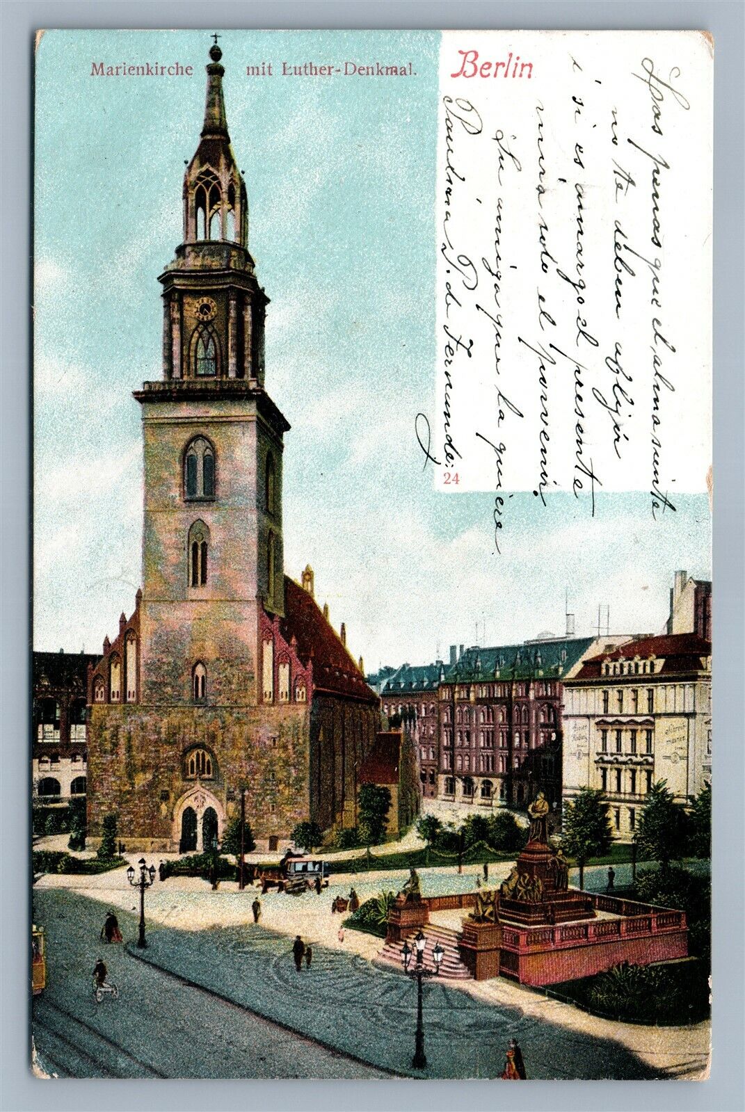 BERLIN GERMANY MARIENKIRCHE ANTIQUE POSTCARD