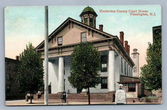 FLEMINGTON NJ COURT HOUSE 1910 ANTIQUE POSTCARD