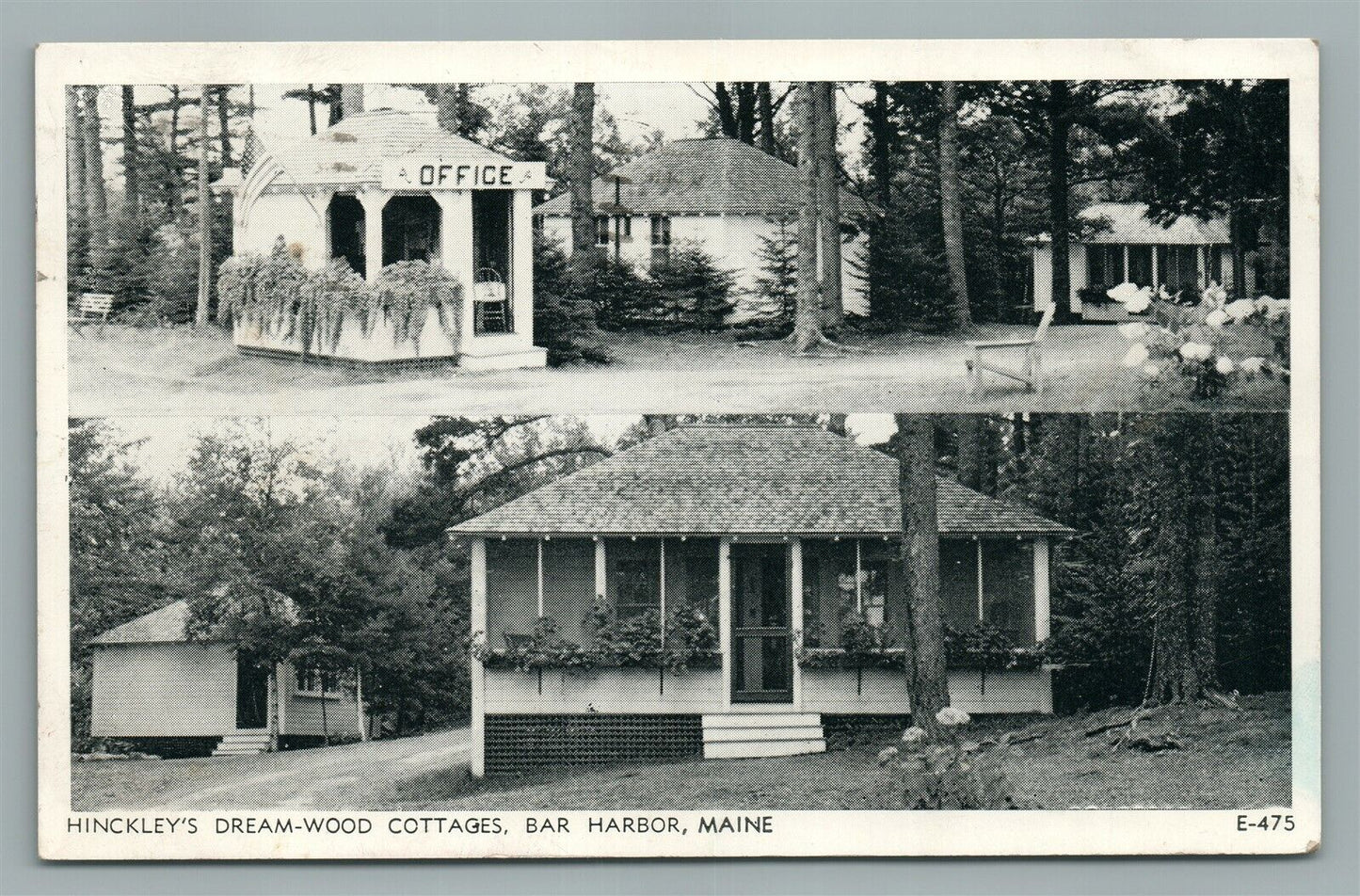 BAR HARBOR ME HINCKLEY'S DREAM-WOOD COTTAGES VINTAGE POSTCARD
