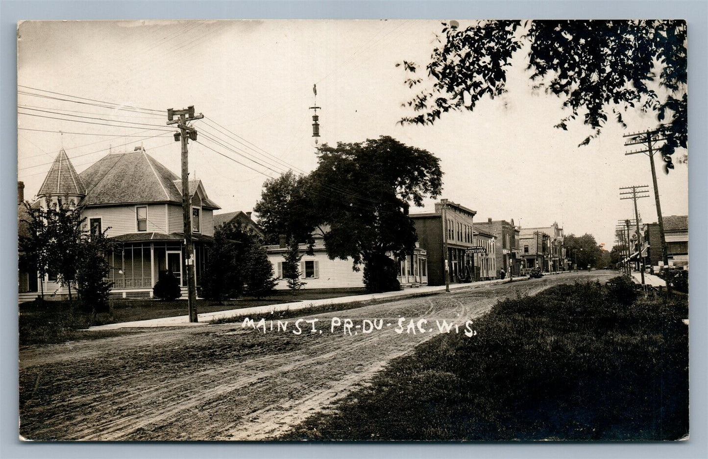 PRAIRIE DU SAC WI MAIN STREET ANTIQUE REAL PHOTO POSTCARD RPPC