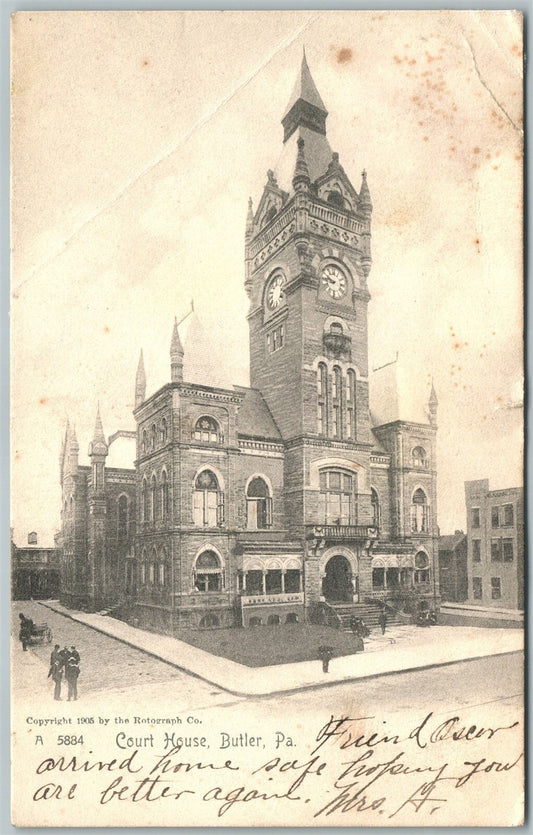 BUTLER PA COURT HOUSE 1905 UNDIVIDED ANTIQUE POSTCARD