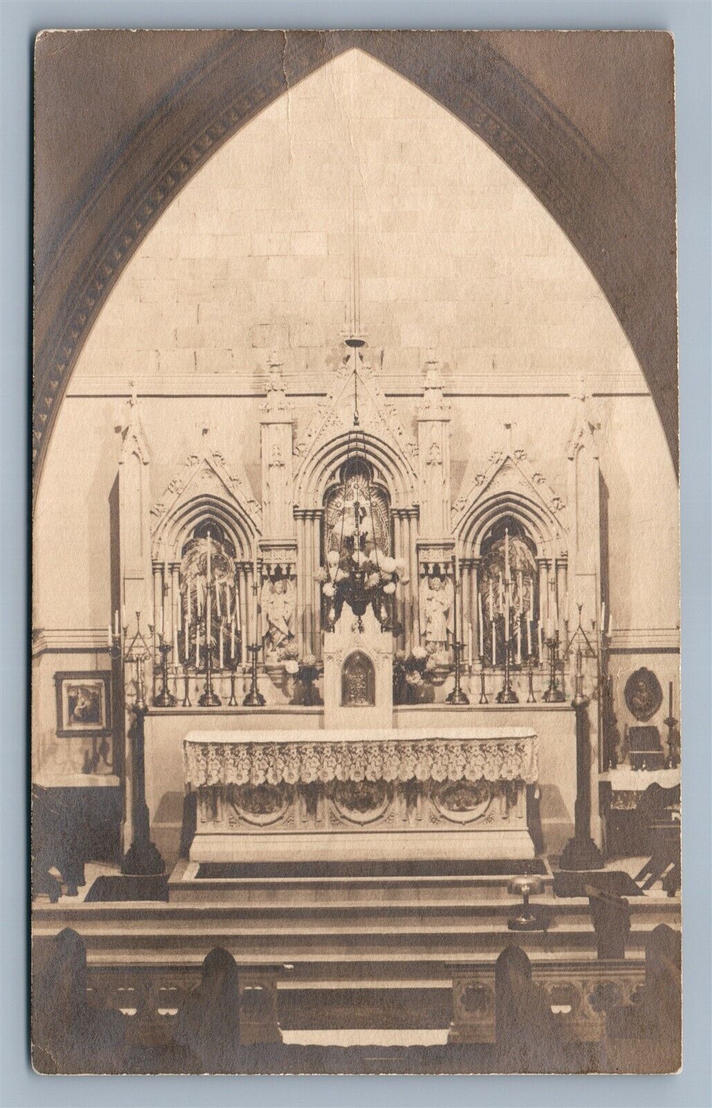 PHILADELPHIA PA ST. JAMES CHURCH INTERIOR ANTIQUE REAL PHOTO POSTCARD RPPC