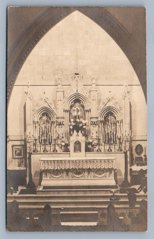 PHILADELPHIA PA ST. JAMES CHURCH INTERIOR ANTIQUE REAL PHOTO POSTCARD RPPC
