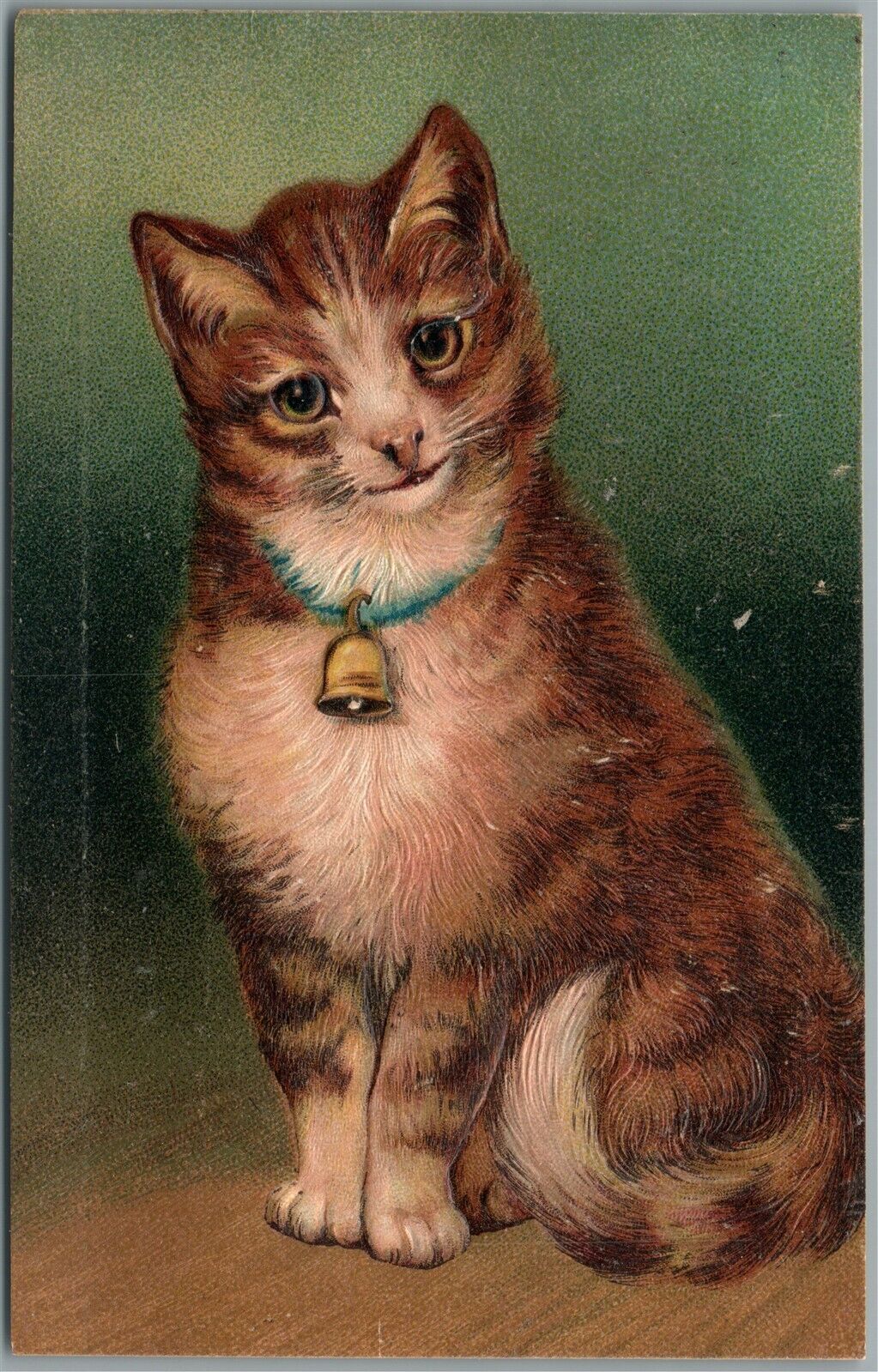 CAT w/ BELL ANTIQUE POSTCARD