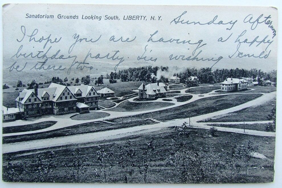 VINTAGE 1909 POSTCARD SANATORIUM GROUNDS LOOKING SOUTH LIBERTY NY